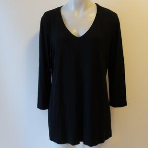 RYAN ROBERTS BLACK V-NECK TOP BLOUSE SZ XL *